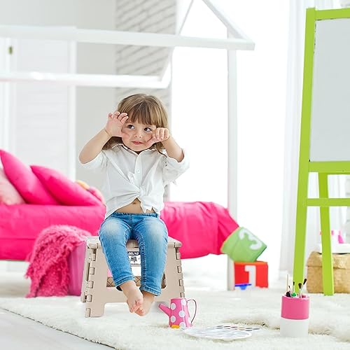 Miniatura 2 de Delxo Taburete plegable, taburete de plástico ligero de 9 pulgadas, taburete plegable portátil plegable antideslizante para cocina, baño, dormitorio