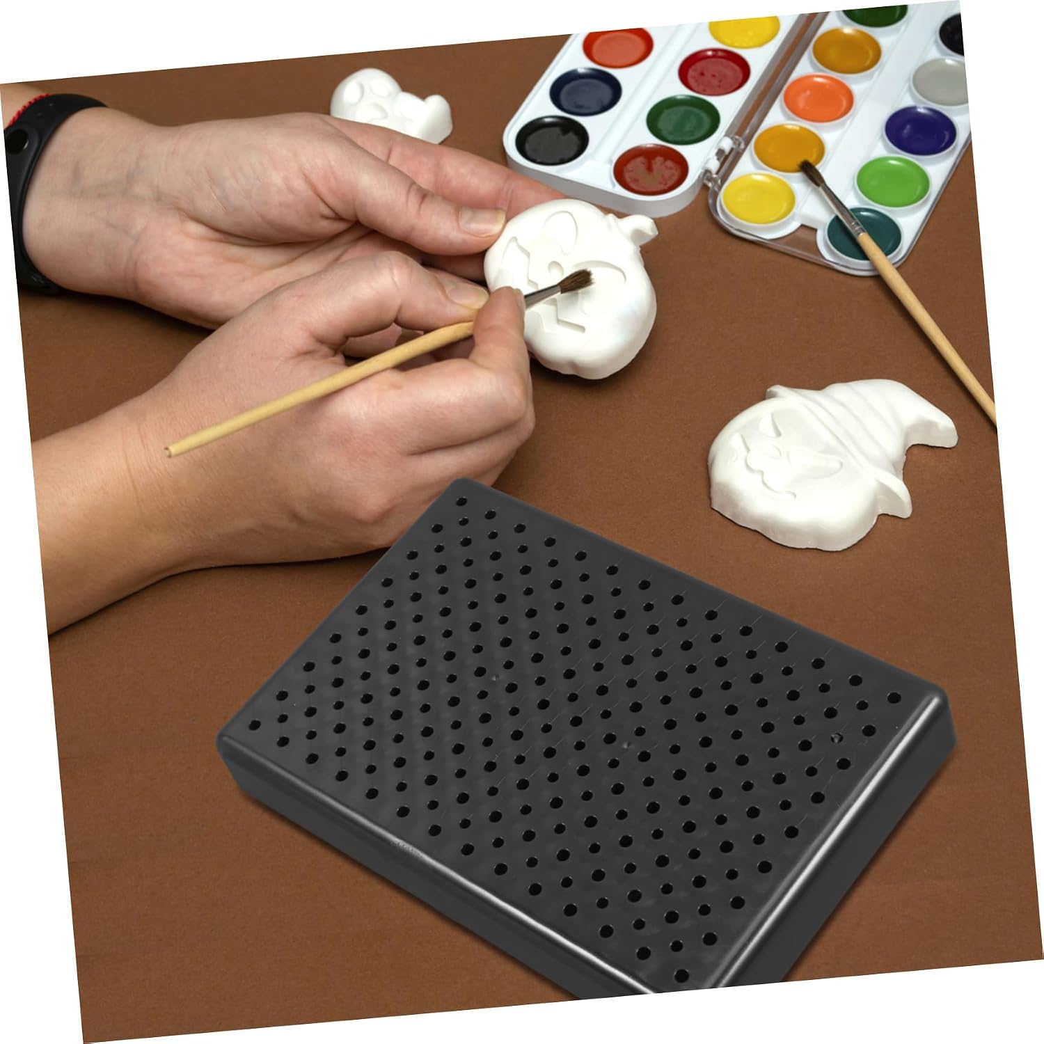 AUTSUPPL Model Painting Stand Base for Miniature Painting Tools Convenient Airbrush Holder for DIY Projects and Hobby Activities Easy to Use Drying Rack Black Abs Plastic