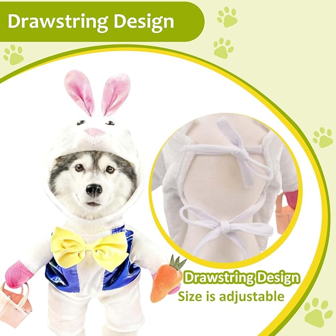 Disfraz de Conejo para Perro Easter Bunny con Sombrero 3D, Talla S miniatura 6