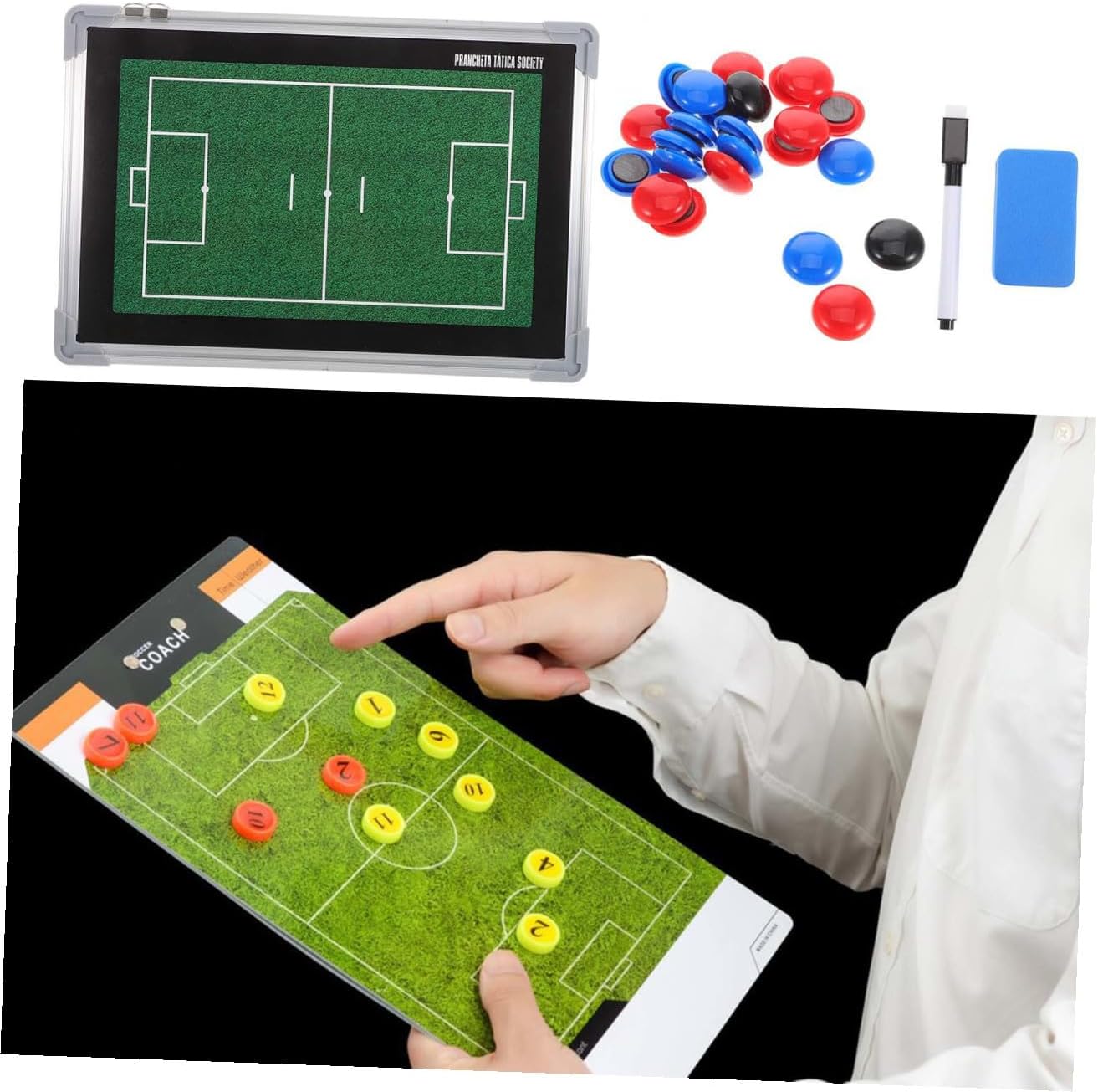 Soccer Coaching Board Football Aluminum Alloy Dry Erase Writing Board for Coaches Portable Training Strategy Planning Sports Equipment