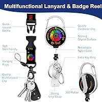Vista 200 de Giancomics Black ID Badge Holder with Lanyard, Lanyards for ID Badges with Badge Reel Retractable Heavy Duty, Lanyard with ID Holder Keychain Clip