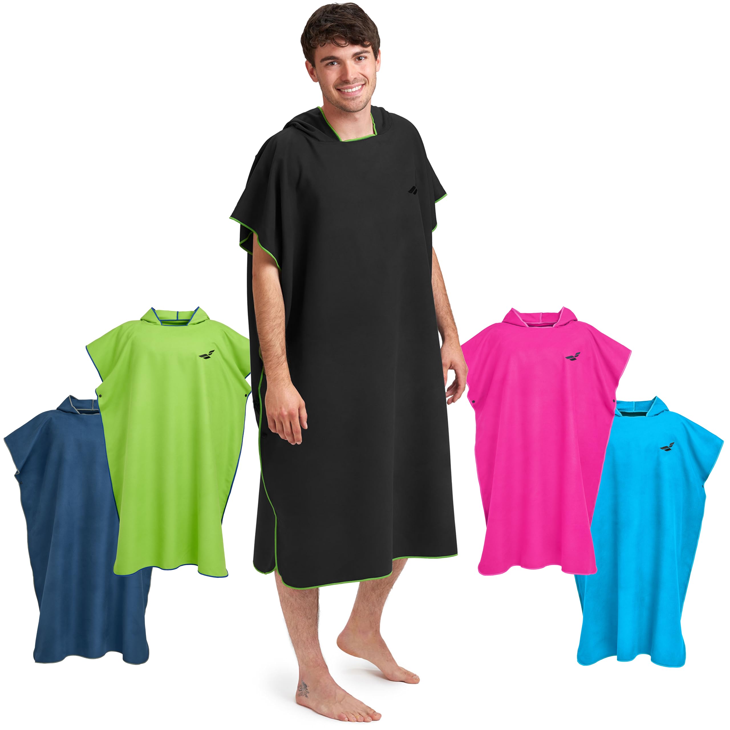 Fit-Flip Poncho de Bain Microfibre pour Hommes et Femmes, Séchage Rapide, Surf et Plage