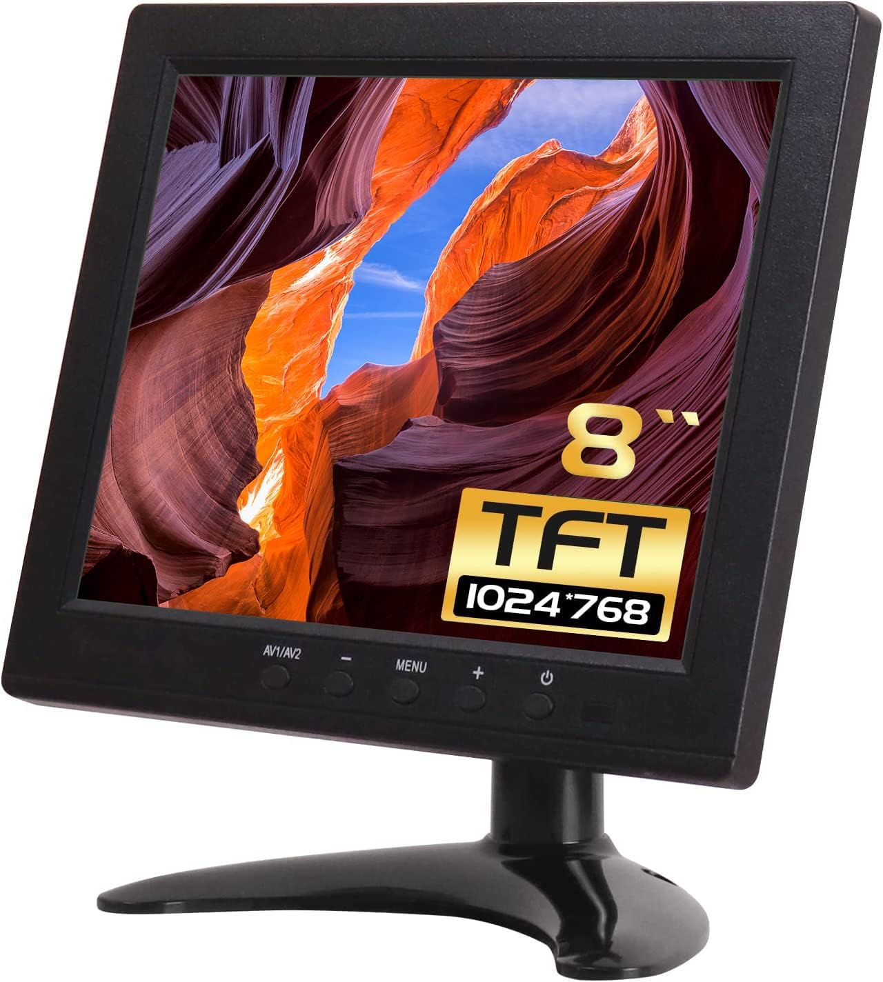 Small HDMI Monitor - 8" TFT LCD 1024x768 with VGA/AV/HDMI/BNC/USB Input for Office/Store/House Security Camera, Raspberry Pi PC, DVD DVR, Built-in Speaker, Remote Control