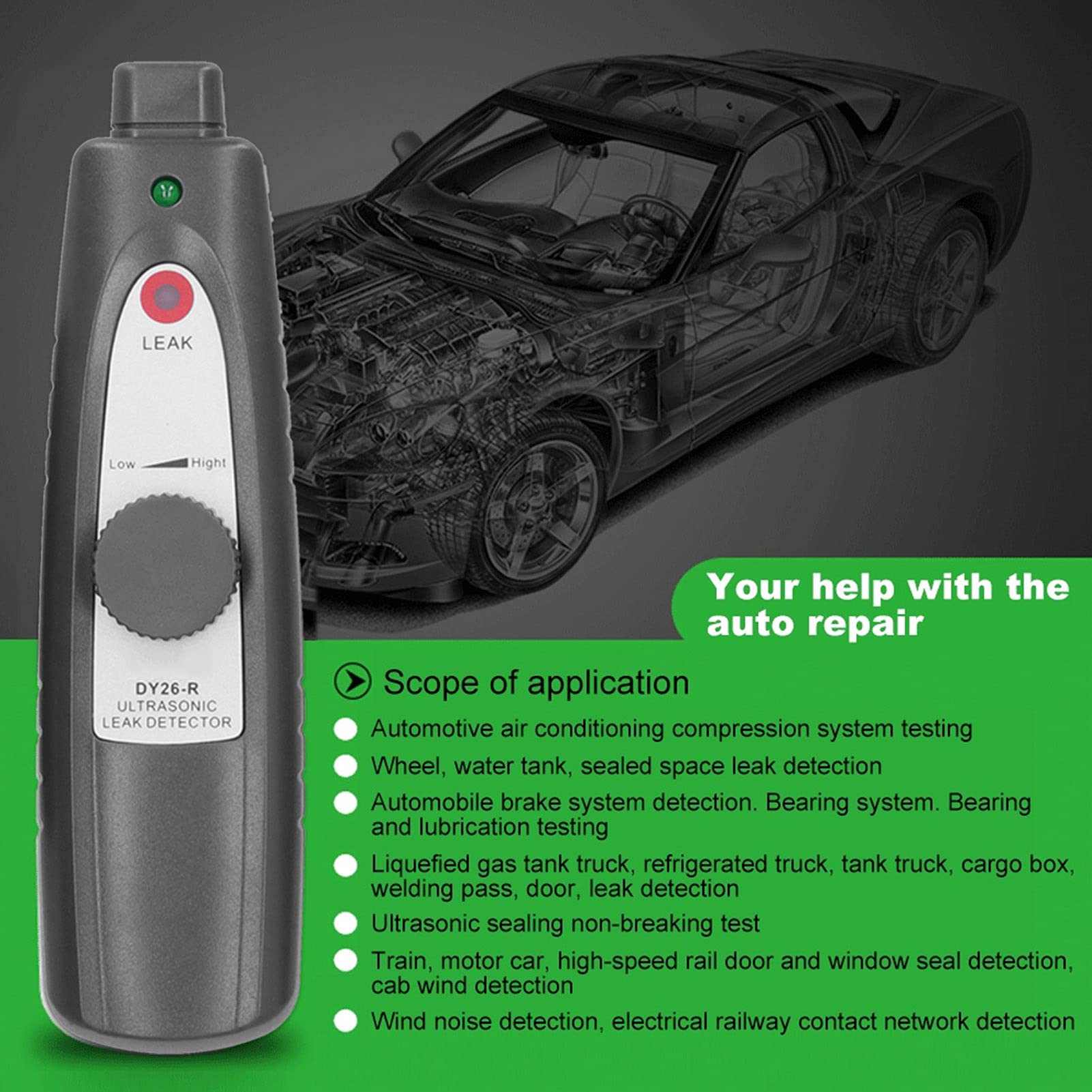 Détecteur de Fuite à Ultrasons avec écouteur, Détecteur de Fuite D'air, Détecteur de Bruit Automobile avec Casque, Détecteur de Défauts à Ultrasons Portable Testeur de Fuite