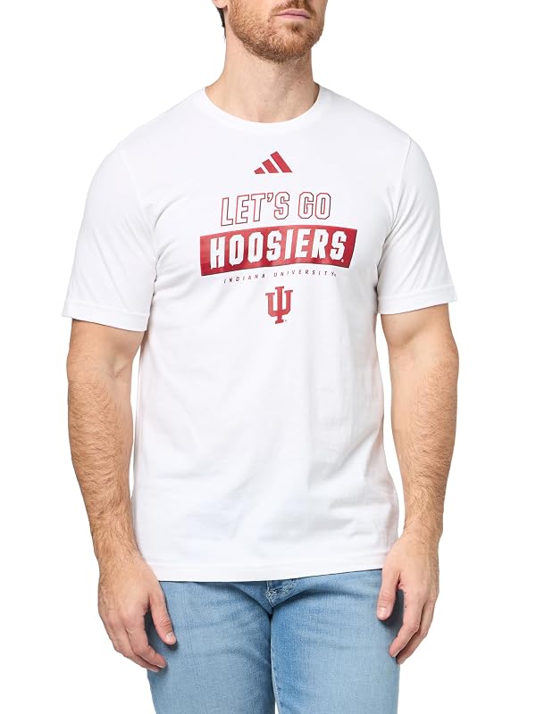 adidas Men's NCAA 25/26 Team Let's Go Graphic T-Shirt, White/Indiana University, Medium by adidas - Used condition - US$22.05