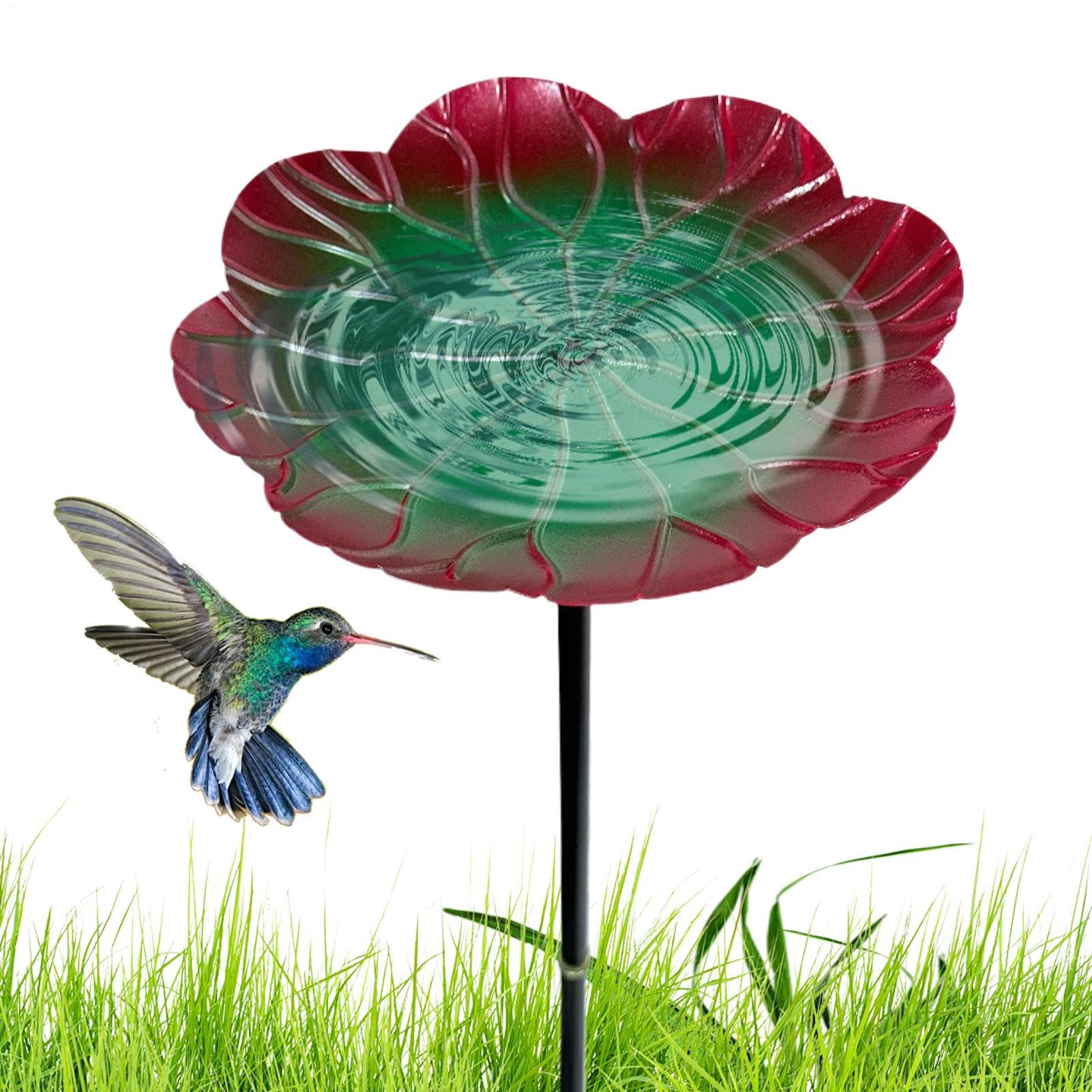 Baño para pájaros de metal para exteriores, independiente con base de 3 dientes, bebedero decorativo para pájaros, para jardín, bebedero de metal para terraza, césped, estanque