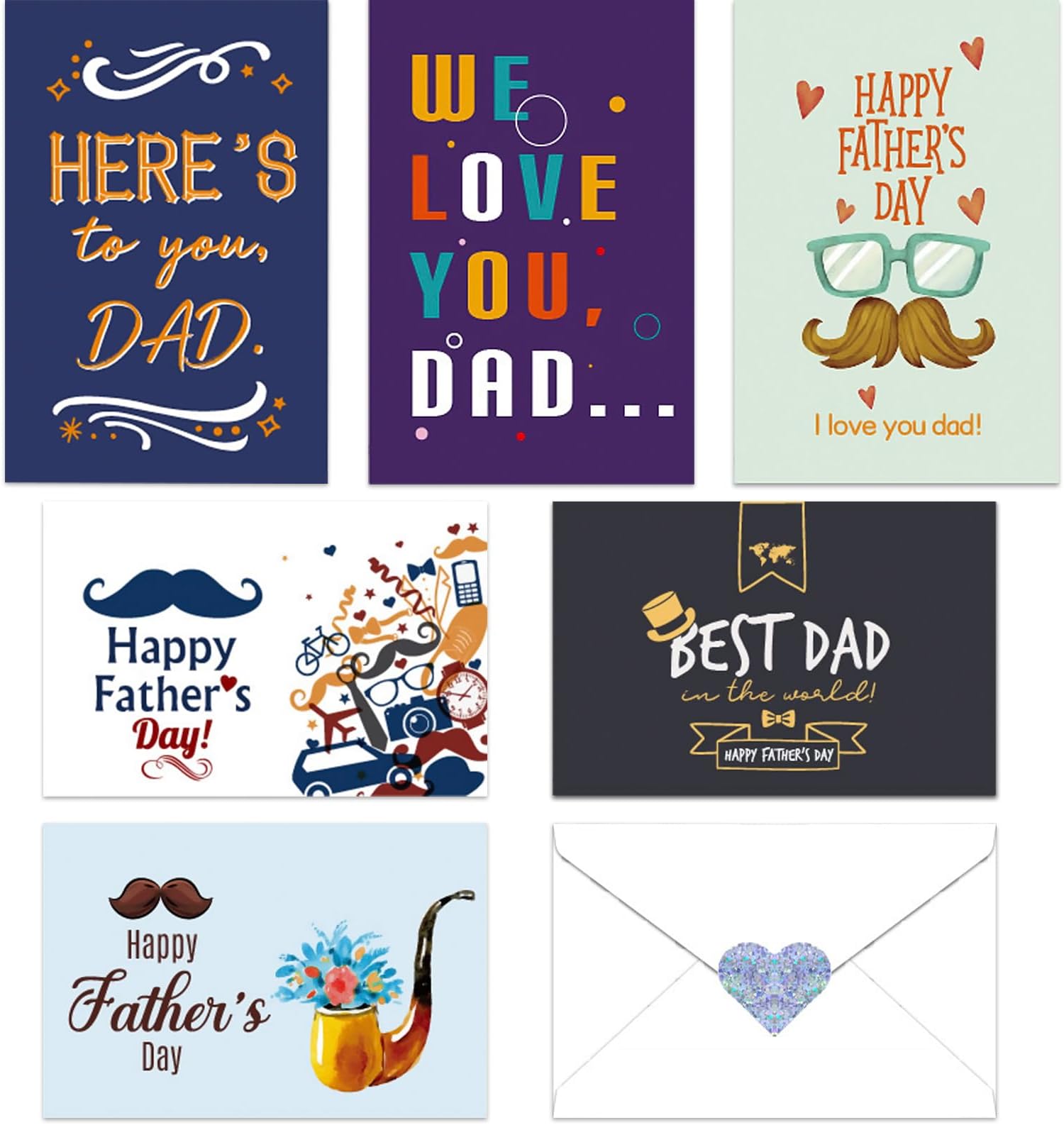 Amazon.com: 6 Set Father's Day Cards，Father's Day Greeting Cards with ...
