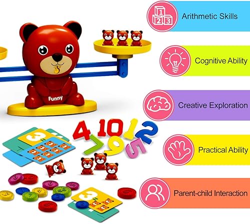 Miniatura 4 de REMOKING Montessori Balance Scale Math Toy for Kids, Counting Bears Educational STEM Toy for Preschool Learning, Sorting & Number Recognition Toy
