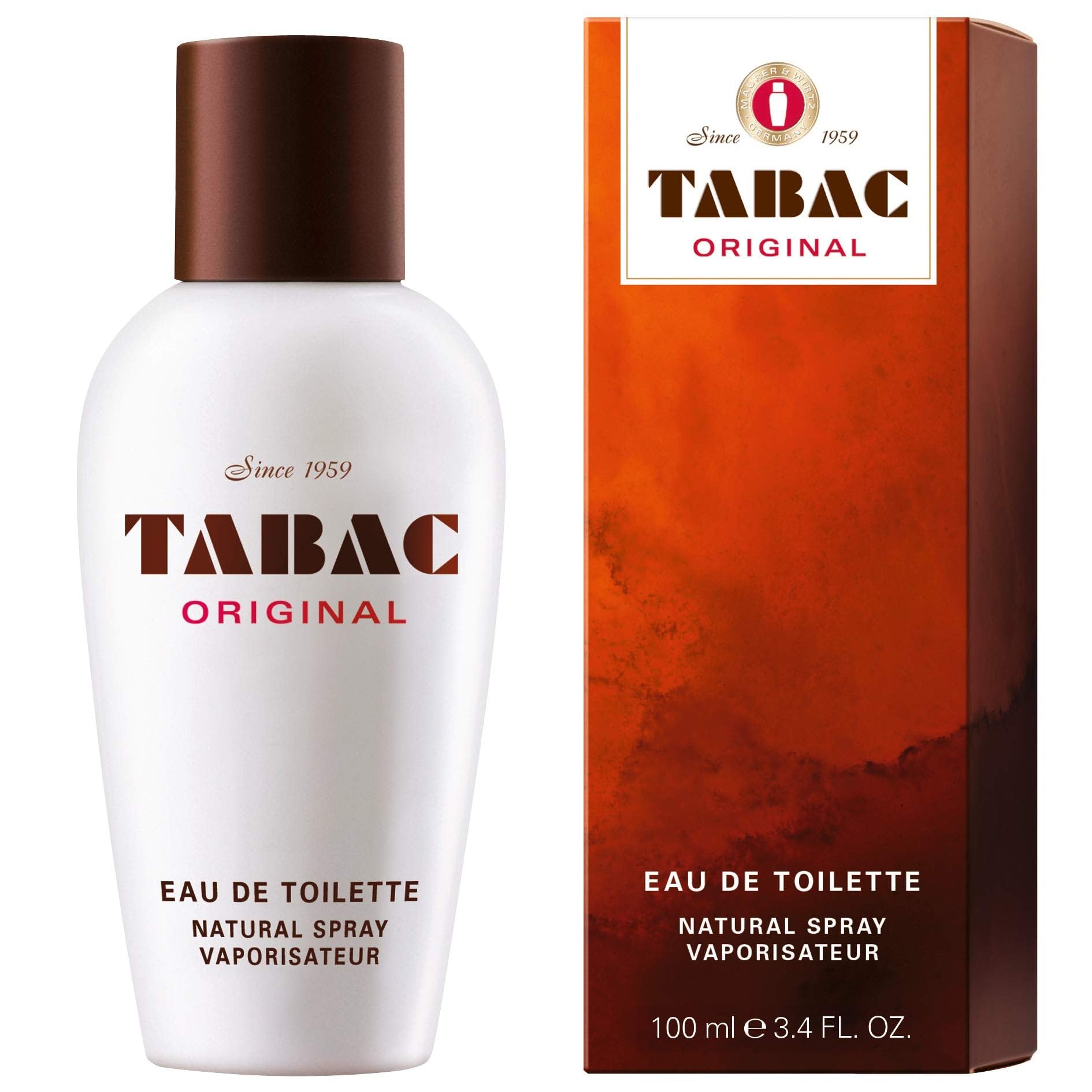 Tabac Original Eau de Toilette Natural Spray for Men 100ml - Classic Long-Lasting Fragrance with Spicy, Woody & Musky Notes - Timeless Masculine Scent Made in Germany