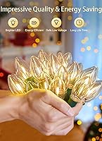 Vista 2 de Luces LED vintage C9 de Navidad, cadena de luces C9 de 25 pies con 25 bombillas LED C9 de plástico, luces impermeables conectables al aire libre