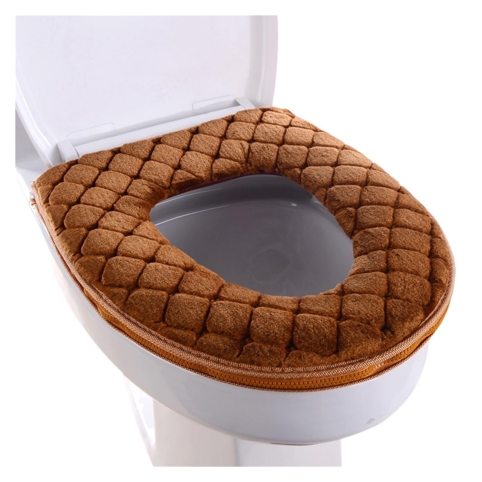MZSKLW Padded Toilet Seat Toilet Cover Plush Seat Models Waterproof Universal Model Ring Washable Zipper Bathroom Mat Decorative(Color-4)