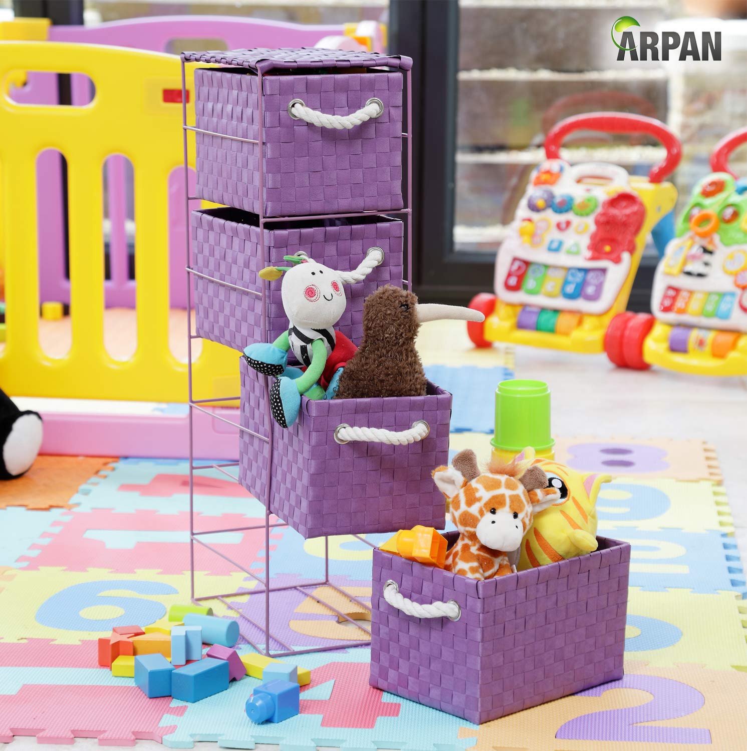 ARPAN Armario de almacenamiento de 2 x 4 cajones para dormitorio, baño, hogar, oficina (morado)