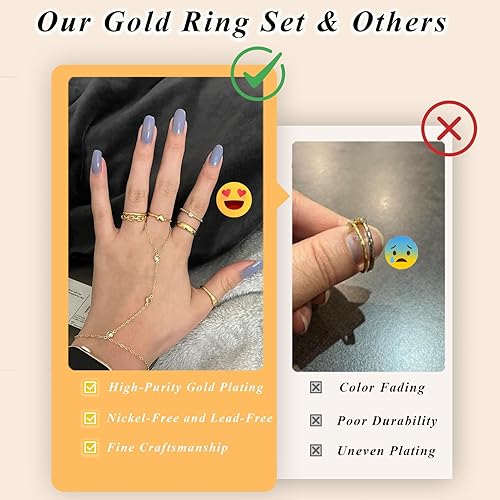 Miniatura 8 de 10 piezas de anillos delicados de oro de 14 quilates para mujer, diseño cruzado simulado de diamante con torsión abierta, perfectos para apilamiento