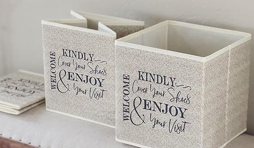 Miniatura 9 de Caja de cubierta para zapatos, da la bienvenida a los invitados a cubrir los zapatos. Contenedor de almacenamiento plegable interior para llenar con