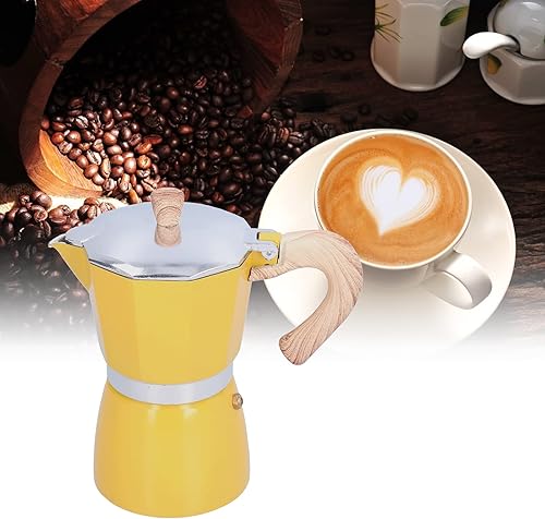 Miniatura 1 de Olla Moka de 6 tazas, cafetera espresso italiana clásica para estufa de gas, horno electrotérmico (amarillo)