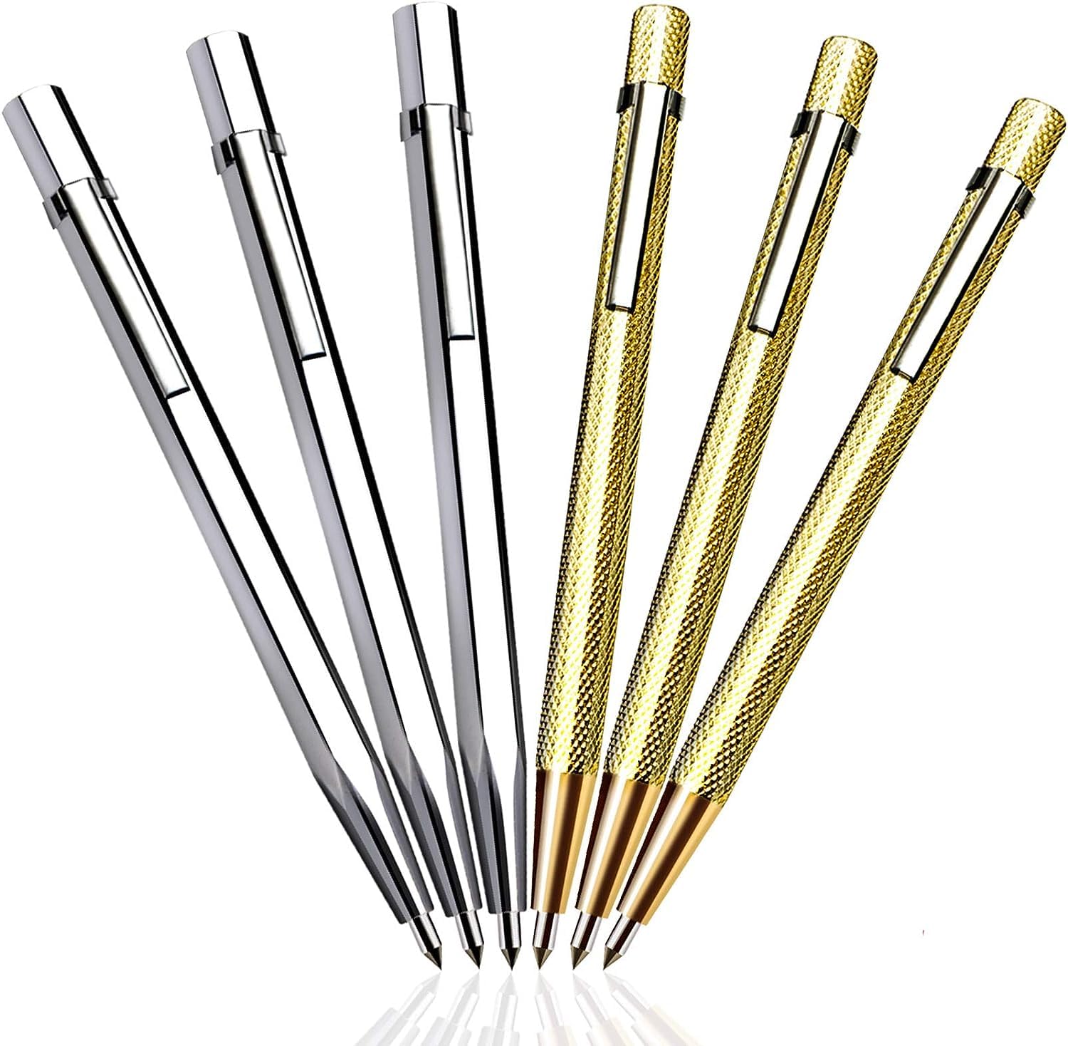 LZMDISU Tungsten Carbide Tip Scribe, 6 Pack Carve Engraver Metal Etching Pen Scriber Tools for Stainless Steel, Glass, Ceramics, Metal Sheet and Gold/Welding