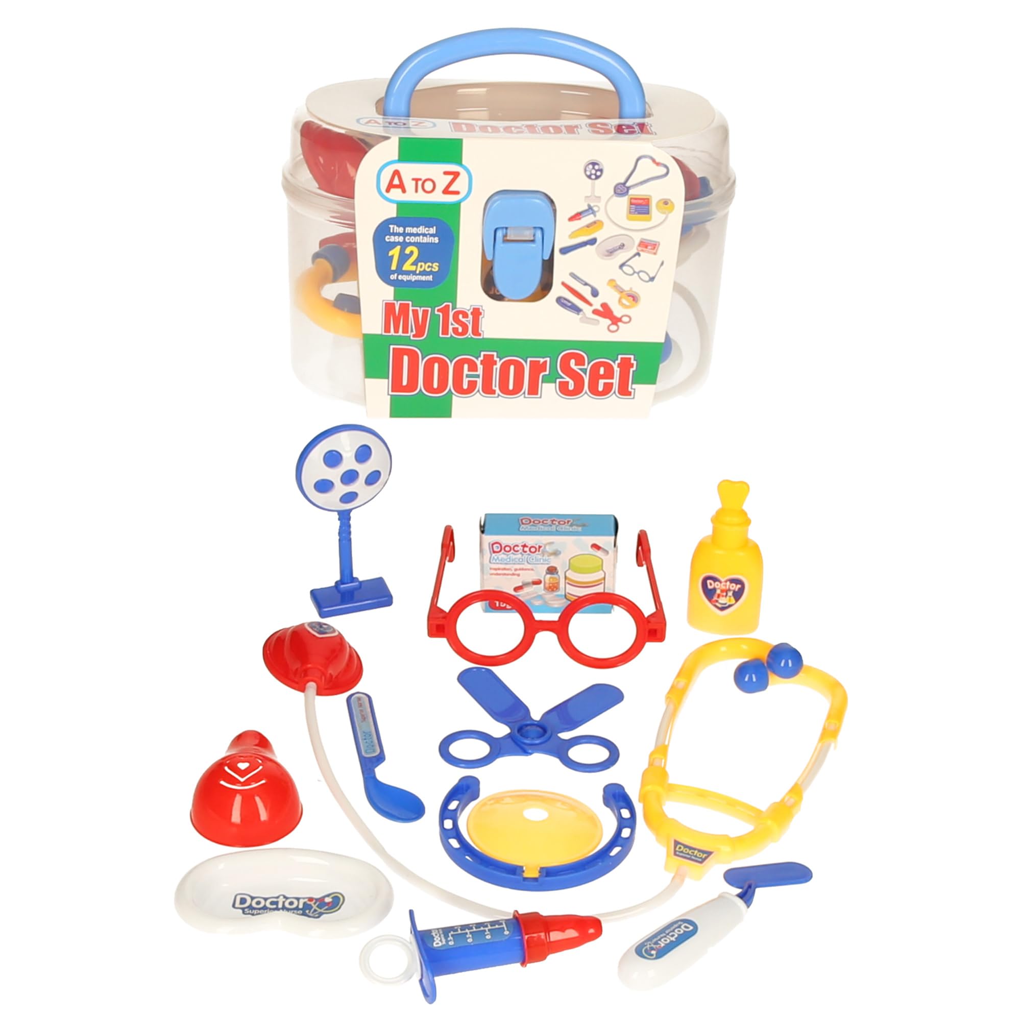 A to Z My 1st Doctor Set, 12 Pieces Medical Play Kit with Carrying Case, Educational Pretend Play Toy, Multicolor, Standard