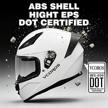 VCOROS Full Face Motorcycle Helmet WS609 DOT Approved Adult Street Racing | Lightweight,Motorcycle Helmets with Visor,DOT FMVSS218 Certified Motorbike Street Bike Racing,Washable Liner,Headset Mic Slot