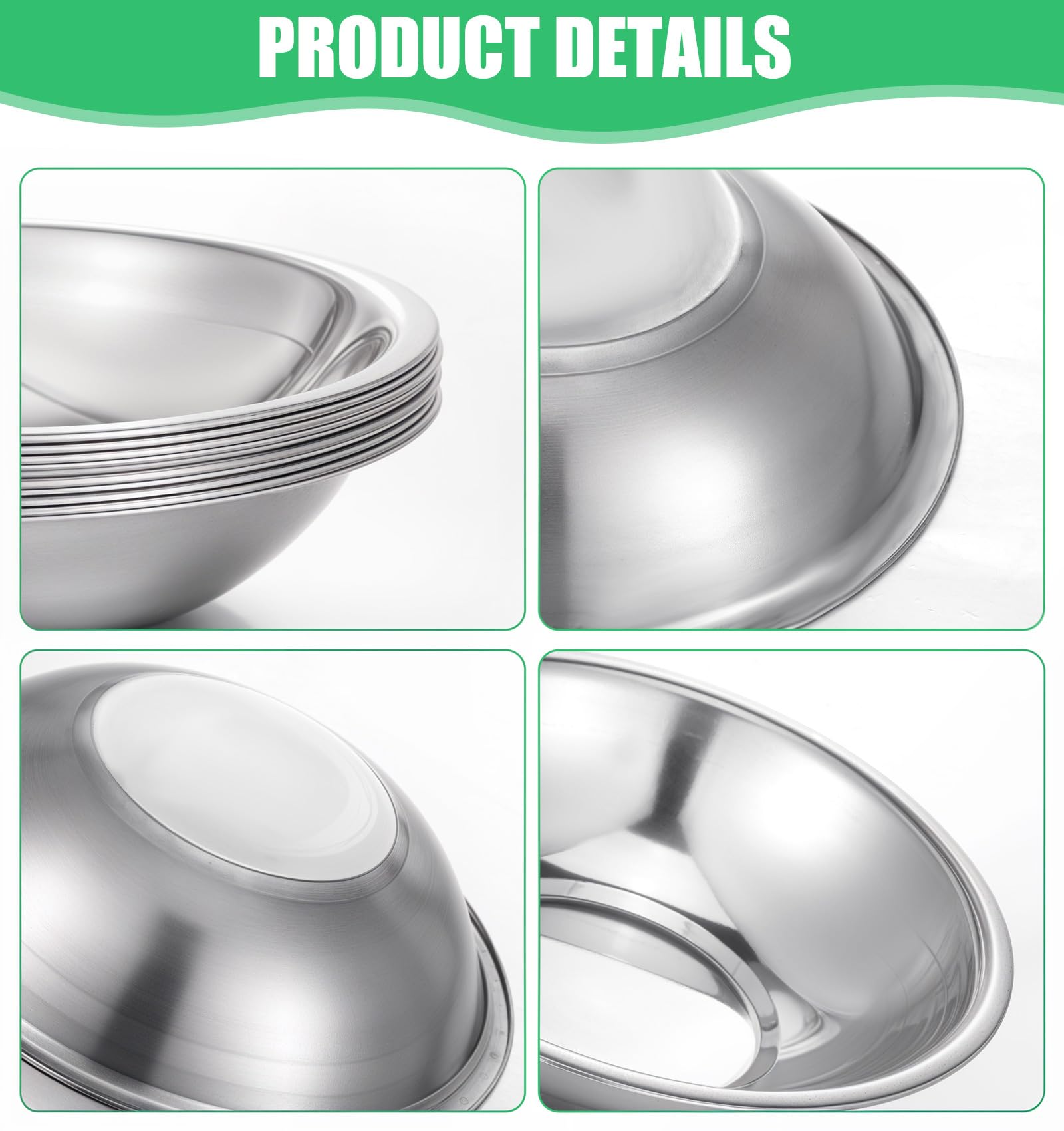 HOFURME 12 Pack Small Stainless Steel Bowls, 7.08 Inch Wide Kitchen Metal Bowl with Flat Base, Prep Bowls For Meal Prep, Cooking, Serving, Baking - Image 3