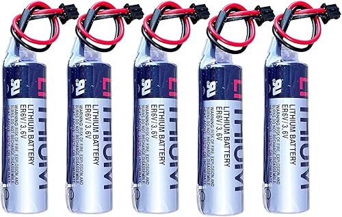 Miniatura 2 de 5 PCS 3.6V ER6V/3.6V Batería para Toshiba ER6VC119A ER6VC119B, Mitsubishi M70 PLC con enchufe negro