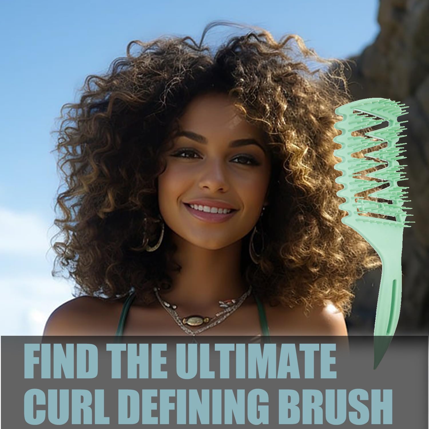 Curl Defining Brush?Curl Brush, 2025 Curl Defining Hairbrush for Curly Hair?Vented Hair Brush for Shaping and defining Curly Hair for Women & Men,1 Pack(Dark Green)