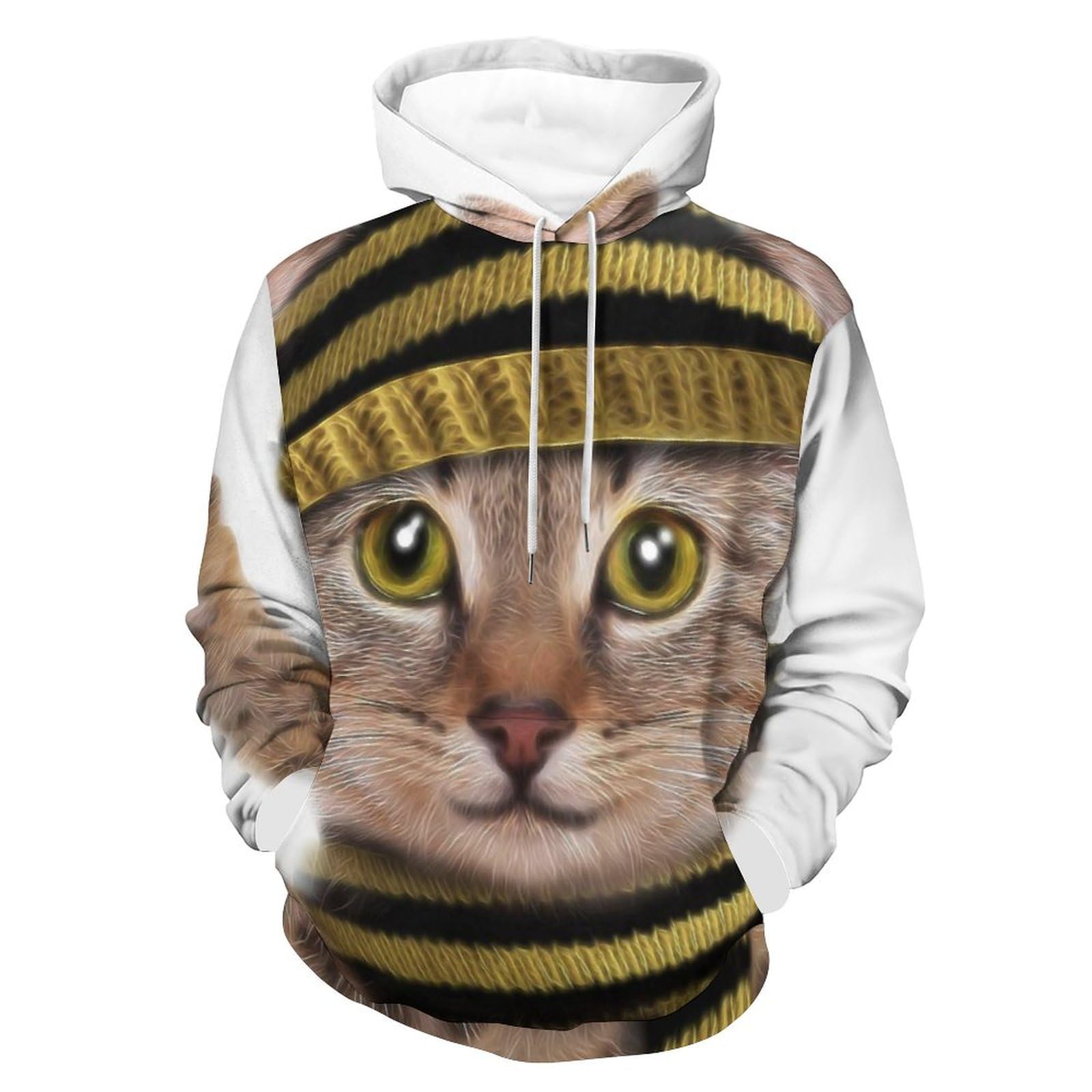 Sweat à capuche chat unisexe UMENG pull confortable noir taille S - 8