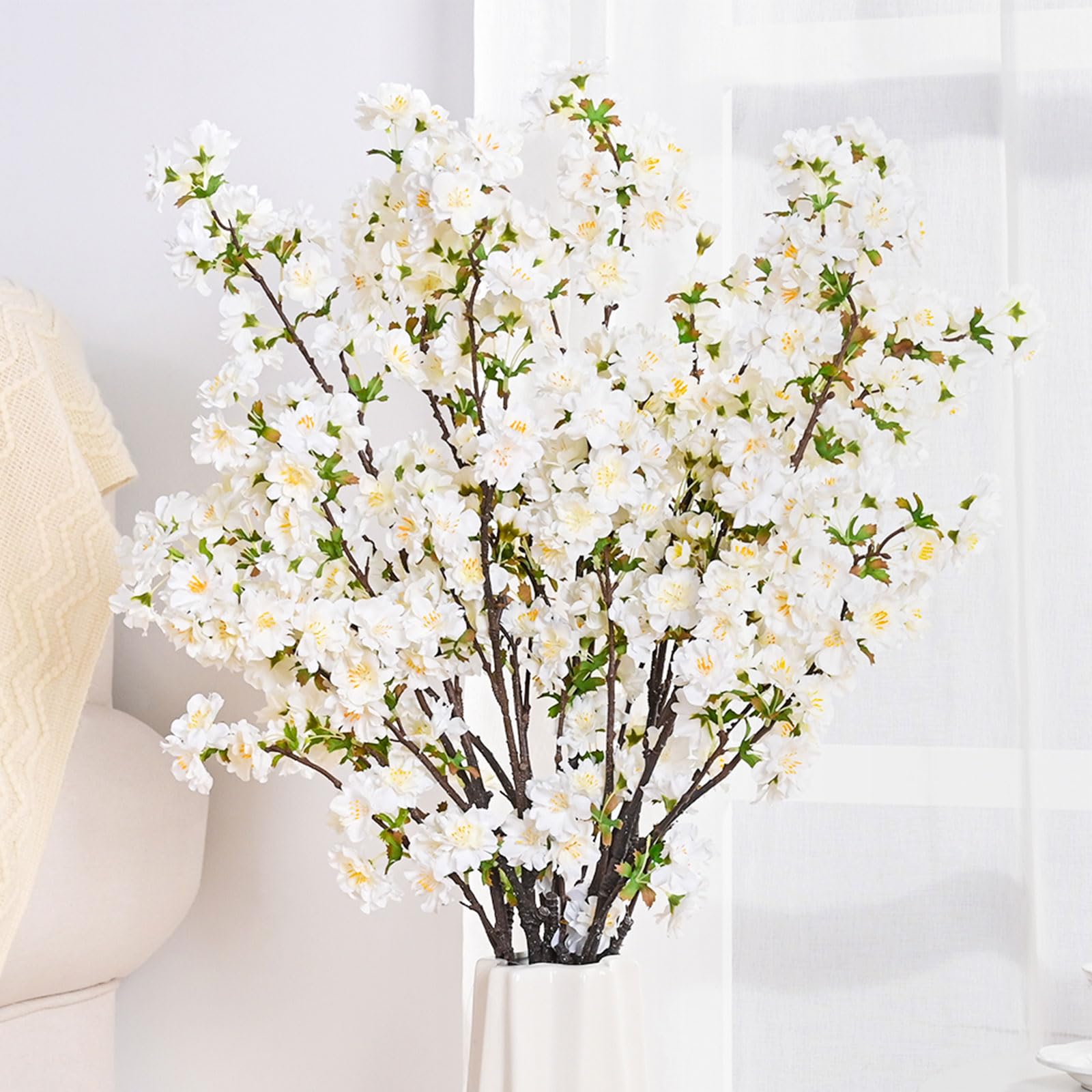 Kunstbloemen, 6 stks kersenbloesem takken zijden faux kersen bloesem takken buigbare kutje kunstmatige bloemen thuis decor voor woonkamer, keuken 16.14inch Kunstbloemen, 6 stks kersenbloesem takken zijden faux kersen bloesem takken buigbare kutje kunstmatige bloemen thuis decor voor woonkamer, keuken 16.14inch