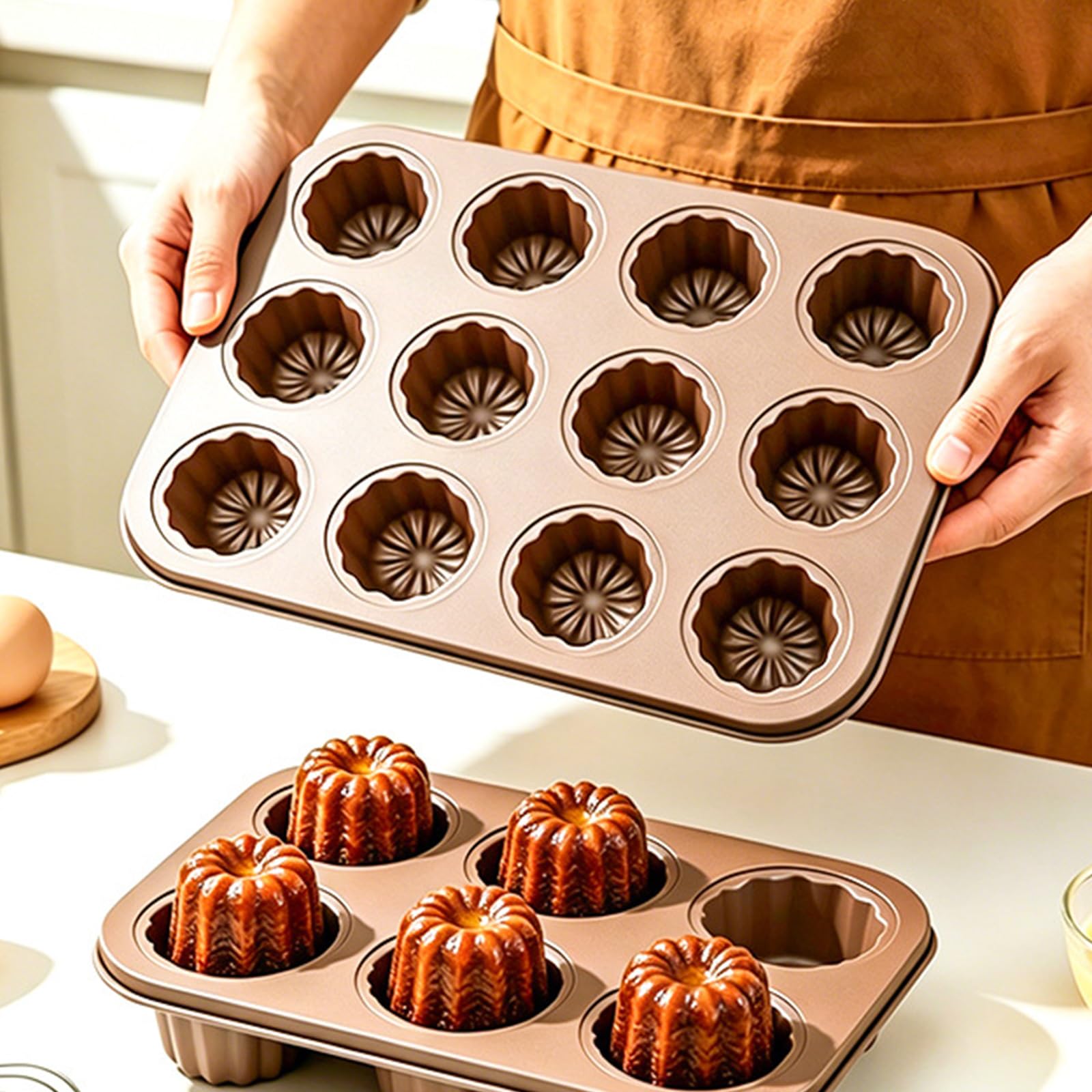 Premium Dessertform aus Kohlenstoffstahl, Heimbackausrüstung für stilvolle Canneles, die eine einfach zu verwendende Backform für französischen Teig herstellt