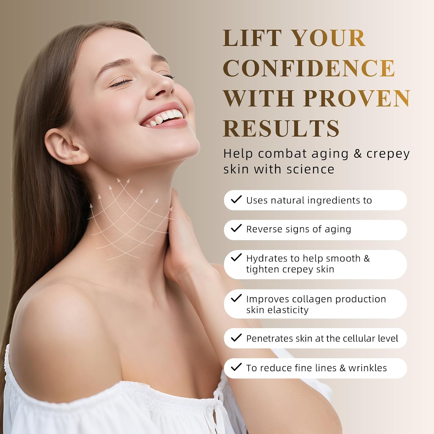 Neck Firming Cream 3.4oz – Tightening & Lifting Neck Cream for Sagging, Crepey Skin – Double Chin Reducer & Wrinkle Cream for Women – Beauty & Personal Care, Korean Neck Tightening, Skin-Tight Look