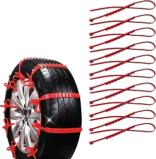 10PCS Tire Zip Ties for Snow Anti Skid Reusable Grip Zip Tie Snow Chains for Car Tires Trucks with Serrated Non-Slip Adjustable Winter Wheel Chain Plastic Cable Belts for Driving Rain/Muddy Road