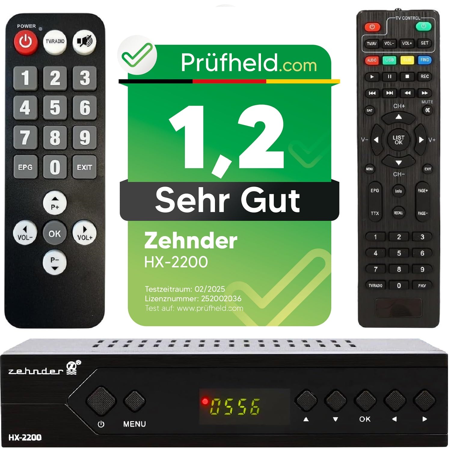 [ Test MOLTO BUONO, Note 1.2 *] Ricevitore satellitare Zehnder HX 2200 + telecomando per anziani, con funzione di registrazione PVR, HD abilitato, Full HD HDMI, Digital TV satellitare, ricevitore