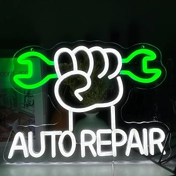 Auto Repair Neon Sign - USB Powered Dimmable Neon Signs for Wall Decor, Garages, Man Caves and Car Clubs, Auto Shop Lighting 13.813.8