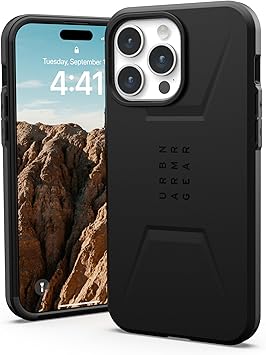 URBAN ARMOR GEAR UAG [Updated Version] Case Compatible with iPhone 15 Pro Max Case 6.7" Civilian Black Built-in Magnet Compatible with MagSafe Charging Rugged Mil-Grade Dropproof Protective Cover