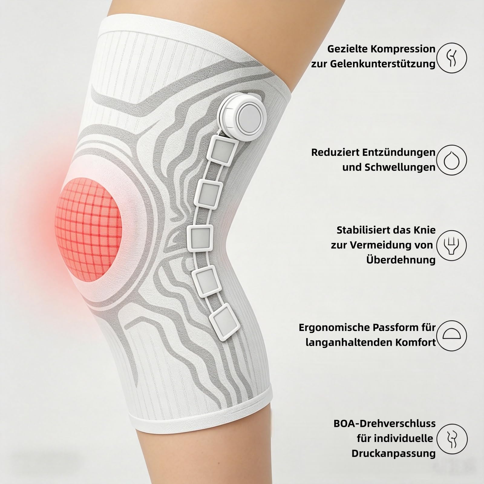 VILAO Kniebandage mit Drehverschluss, Patellarschutz, 3D-Kompression & Rutschfest für Alltag, Arbeit, Laufen und Fitness-Sportarten (2 Schwarz,XXL)