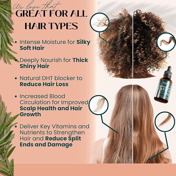 Rosemary Essential Oil For Hair Growth Blend with Castor Oil Scalp Hair Oil