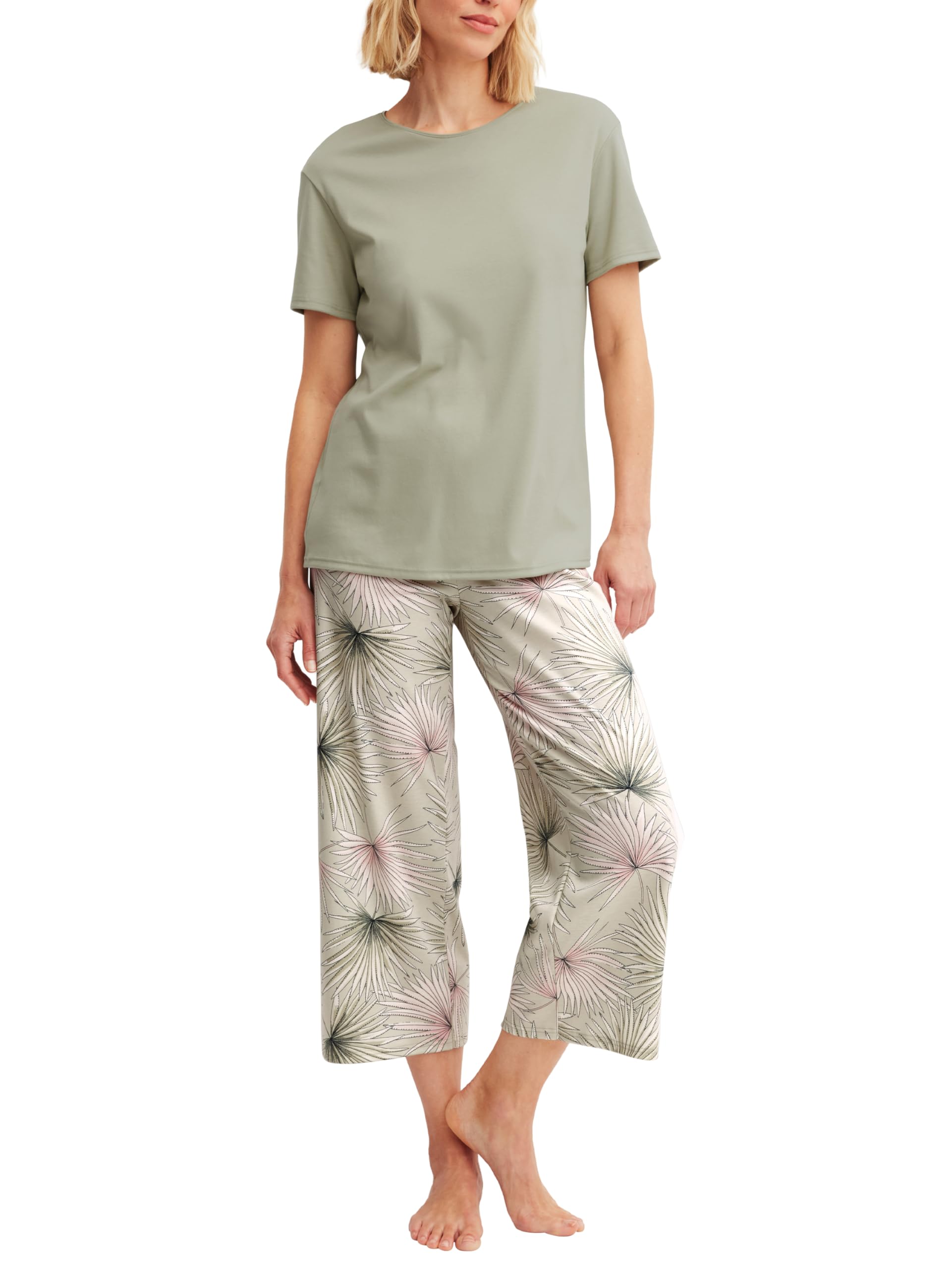 CALIDA Leaf Dreams 7/8-Pyjama Damen | Schlafanzug, swiss+cotton Qualität, atmungsaktiv, hautfreundlich, pflegeleicht