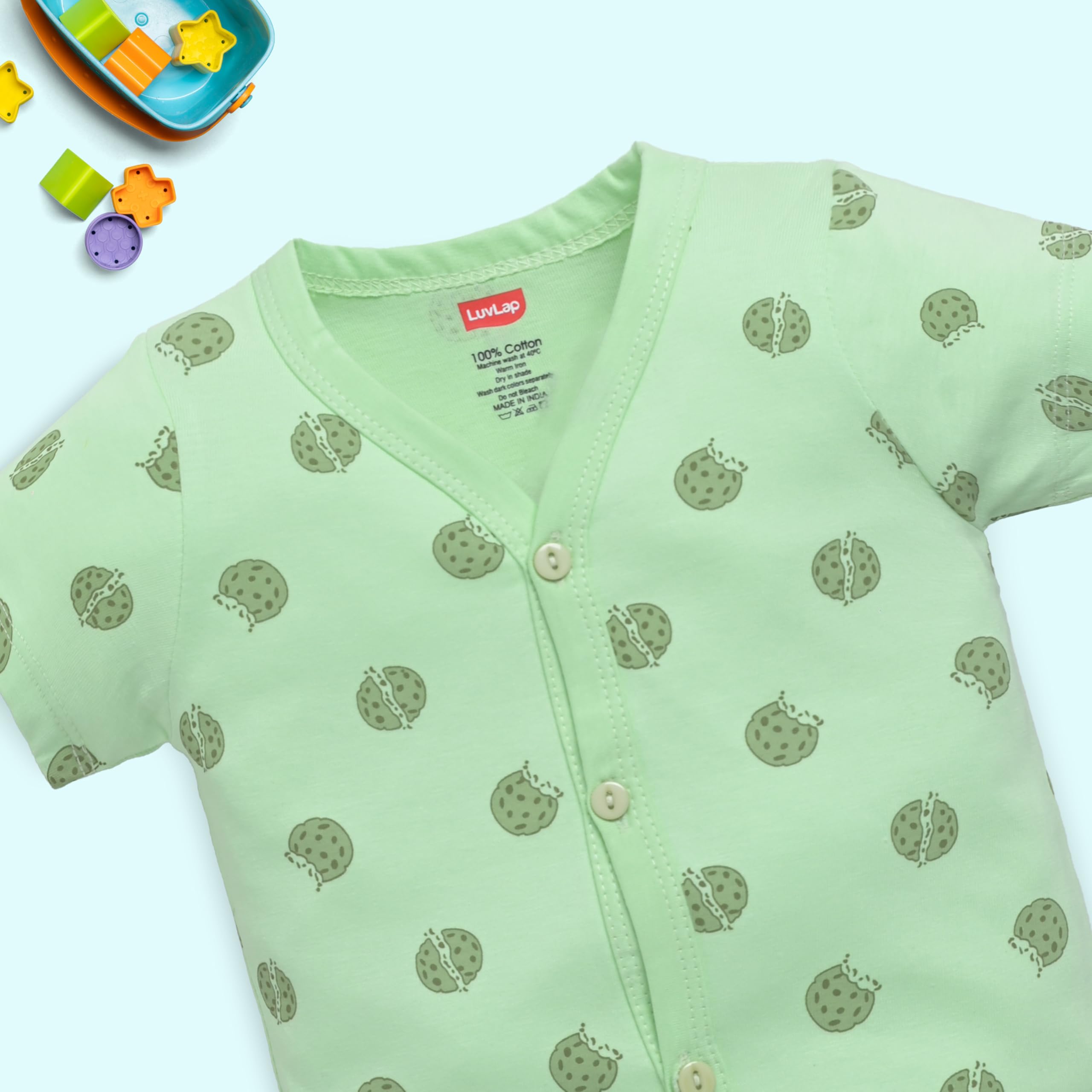 LuvLap Unisex's Regular Fit H/S Jhabla (LLAMZGR0105_Multicolour-6 3 to 6 Months) - Image 8 thumbnail