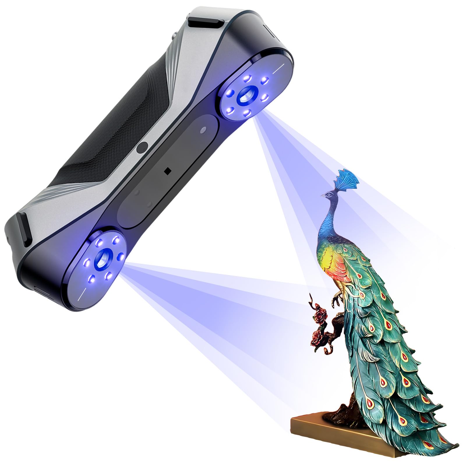 Creality Escáner 3D para proyectos de automoción e ingeniería con precisión de grado metrológico de 0,02 mm, láser azul 7, seguimiento antiagitación, velocidad de escaneo de hasta 60 FPS (raptor)