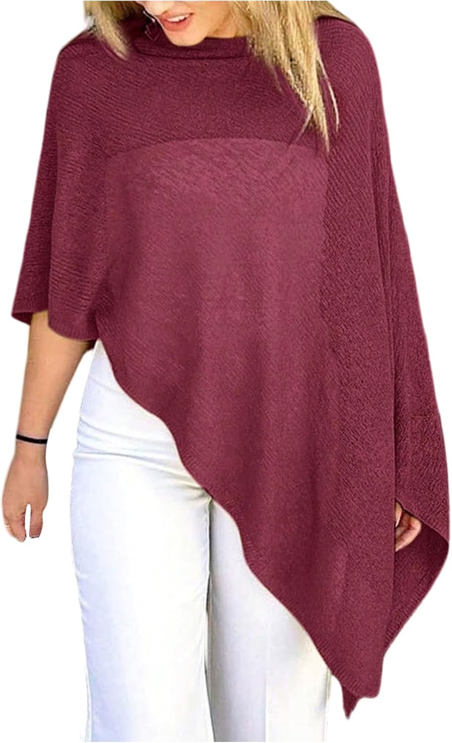 GORGLITTER Women's Sheer Poncho Shawl Boat Neck Bat Wing Knit Tops Crochet Cover Up Lightweight Sweater Spring Outfits 2026