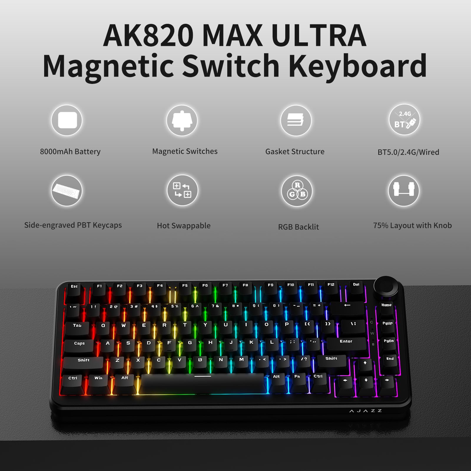 Amazon.com: NACODEX AK820 Max HE Black Gaming Magnetic Keyboard