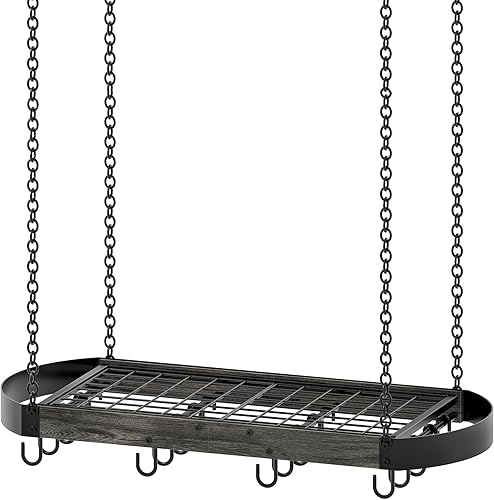 Miniatura 8 de Estante para ollas colgante de 31.7 pulgadas, estante para ollas que ahorra espacio para la cocina, estante para ollas y sartenes colgante en el