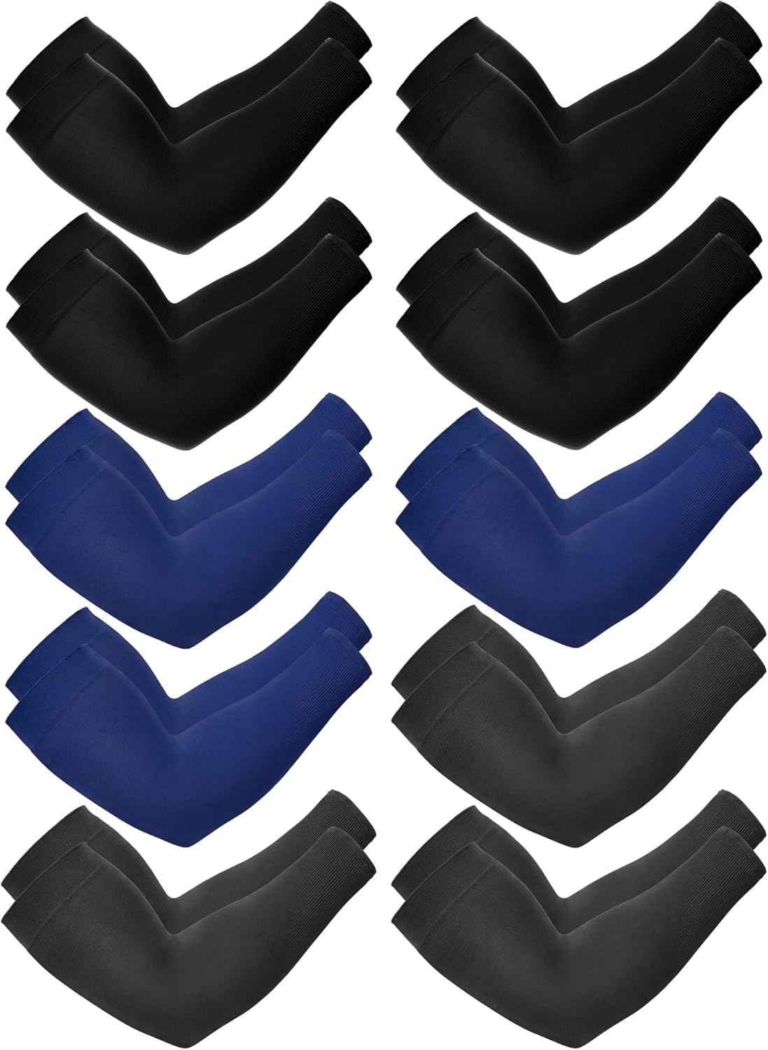 Boao 10 Pairs UV Arm Sleeve for Men Women Cooling Tattoo Cover up Compression Sun Protection Sleeves for Outdoor Activities