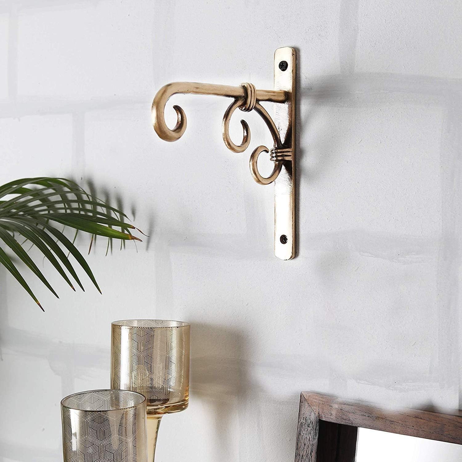 Vervique Emporium Iron Antique Wall hanigng Bracket for Bird Feeders | Wind Chimes Lights | House Lanterns | Outdoor Indoor Home Decor Balcony (Antique Golden)-picture-18