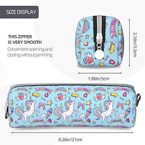 Miniatura 4 de UWNXPIW Estuche para lápices, estuche para lápices, organizador de unicornio, cremallera de cuero, multifunción para niñas, niños y adolescentes