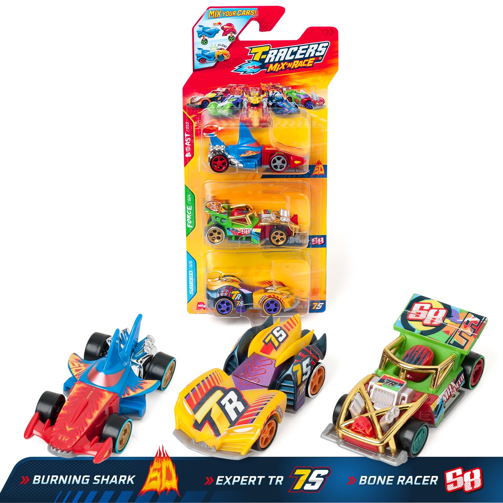 T-RACERS Mix ´N RACE 3 Pack - Pack of 3 collectible cars. Each car can be split in two with interchangeable parts and wheels. Pack 7/12 - Image 2