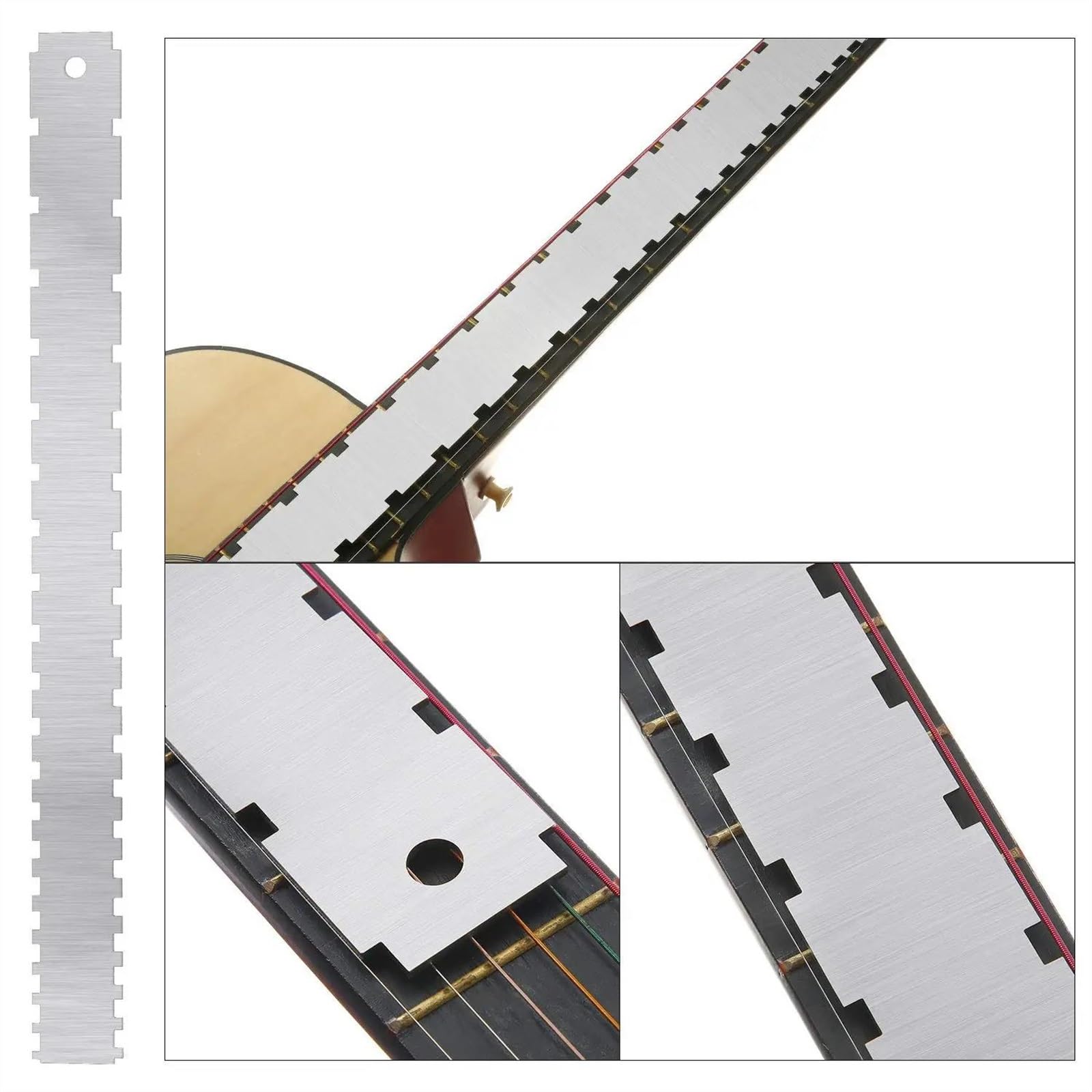 Kit Di Strumenti Di Misurazione Per Liutaio Di Chitarra Set Di Righelli Per L'azione Delle Corde Calibro Per Raggio Sottocorda Strumenti Per La Riparazione Della Chitarra Acciaio Inossidabile