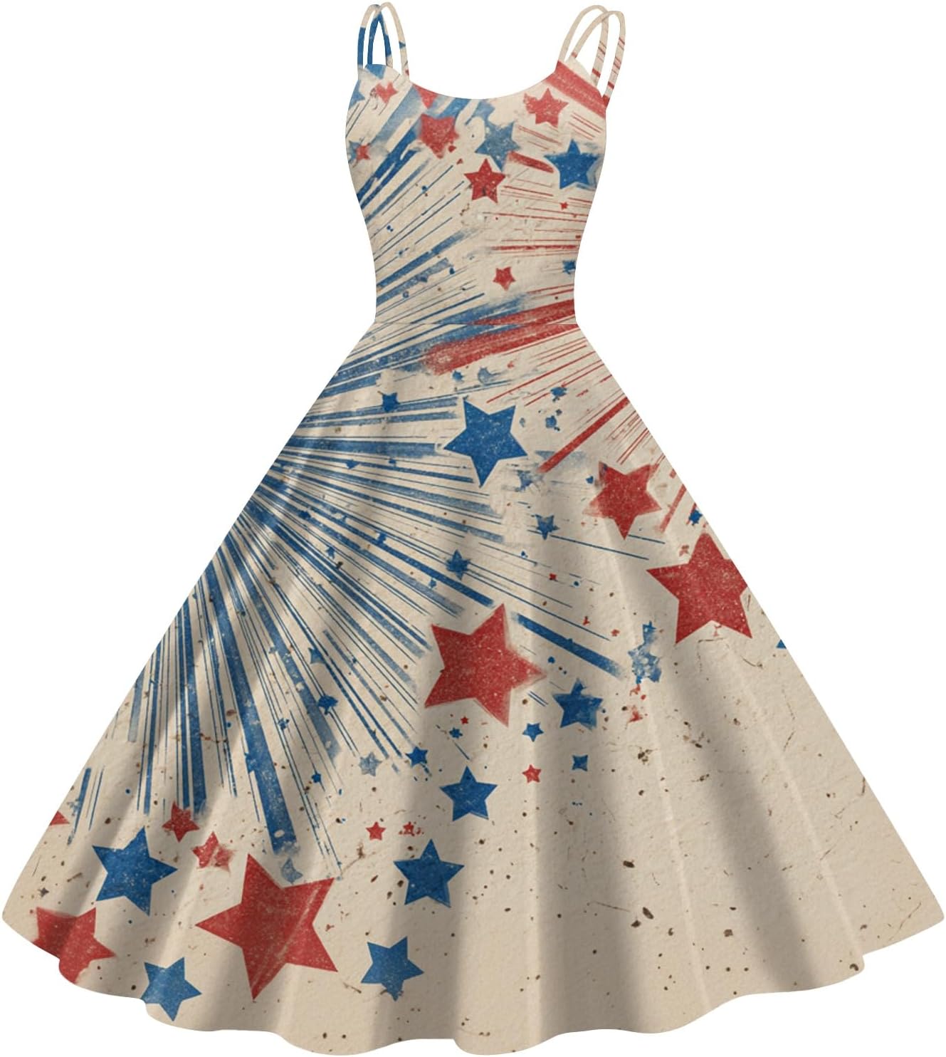 Womens Patriotic Dress 250 Years America Flag Dresses Plus Size Summer Sleeveless Spaghetti Strap Maxi Sundress