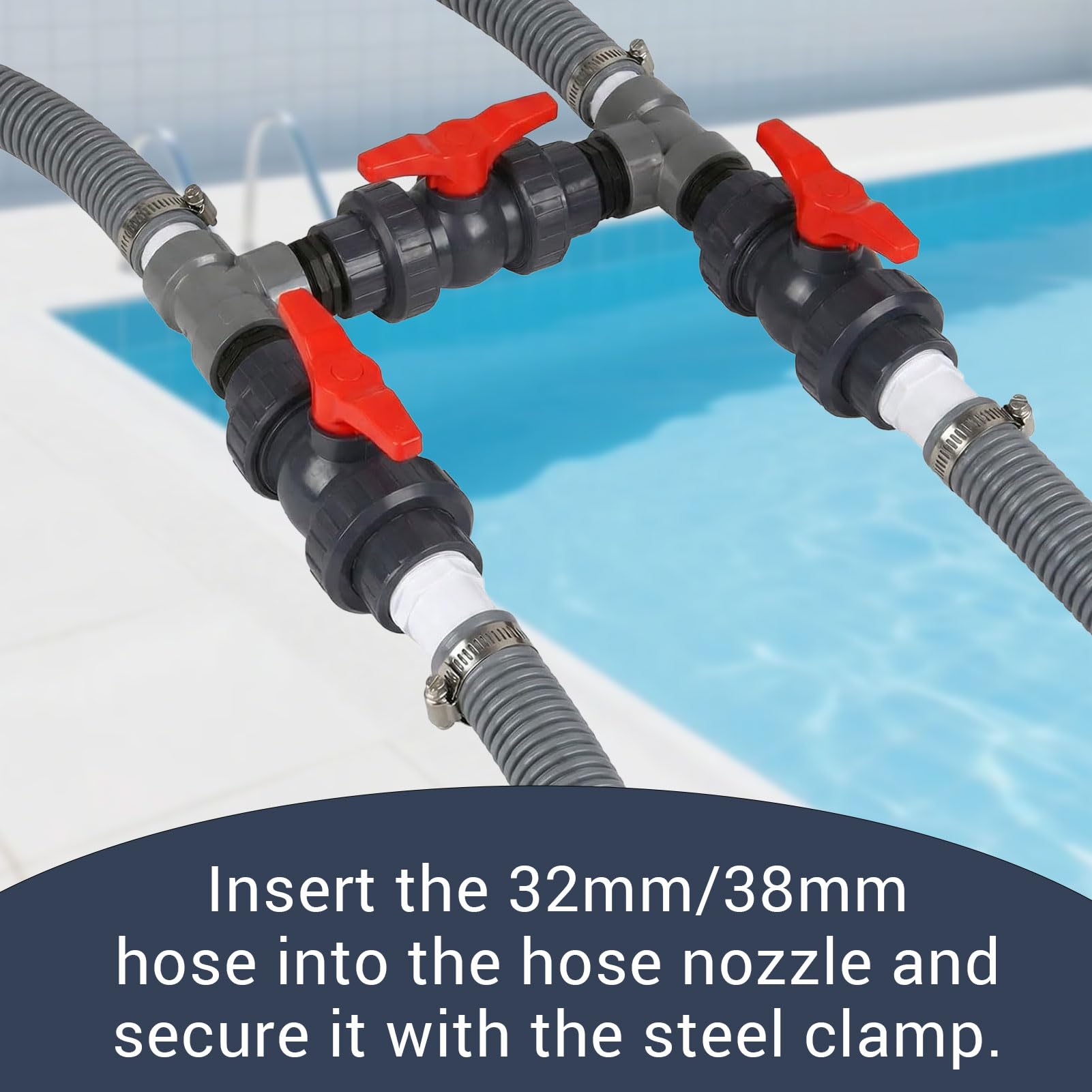 Kit de raccordement pour piscine - Diamètre : 50 mm - Pompe à chaleur avec tuyaux - Chauffage solaire de piscine - Bypass - Kit de dérivation