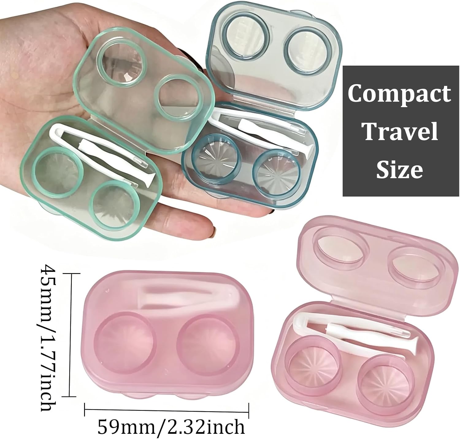 Contact Lens Case, Travel Size Flip Top Cute Contact Lenses Applicator Remover Tool Kit for Daily Outdoor (6 Pack)