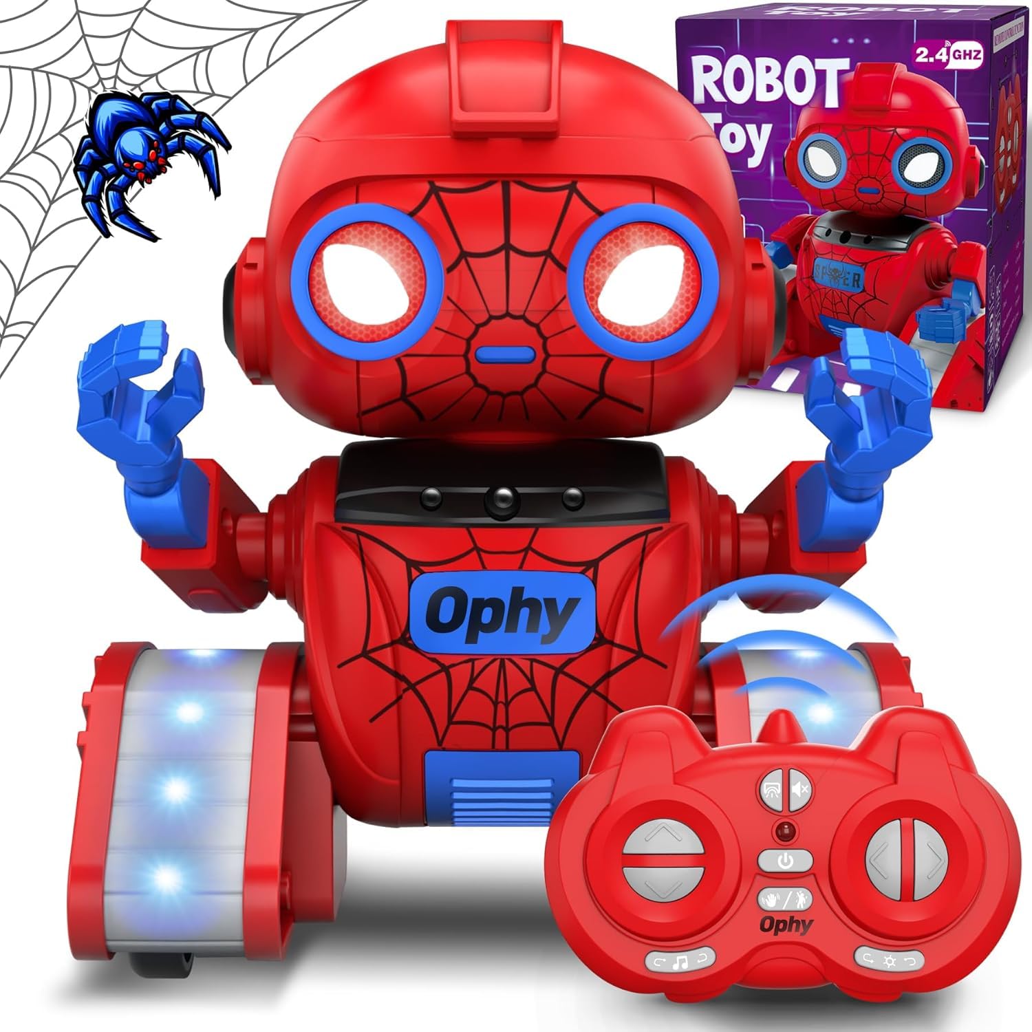 Ophy Robot Niños Juguetes Recargables y Proyectables RC.Proyección Rojo